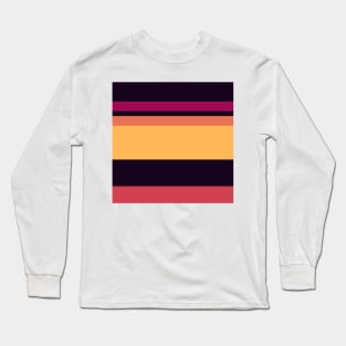 An unthinkable composition of Almost Black, Jazzberry Jam, Faded Red, Light Red Ochre and Pastel Orange stripes. Long Sleeve T-Shirt